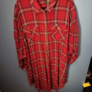 Torrid Red Plaid Tunic Top